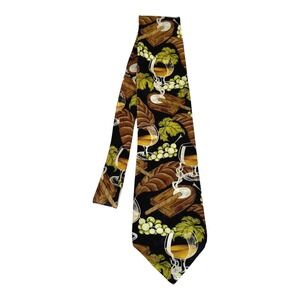 Di Cravatte Tie Men's 100% Silk Novelty Cognac Cigar Grape Leaves Necktie‎ Party